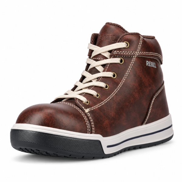 REBEL Hi Top Safety Boot Brown – 200J Wide Steel Toe Sneaker-Style Work Boot - Image 5