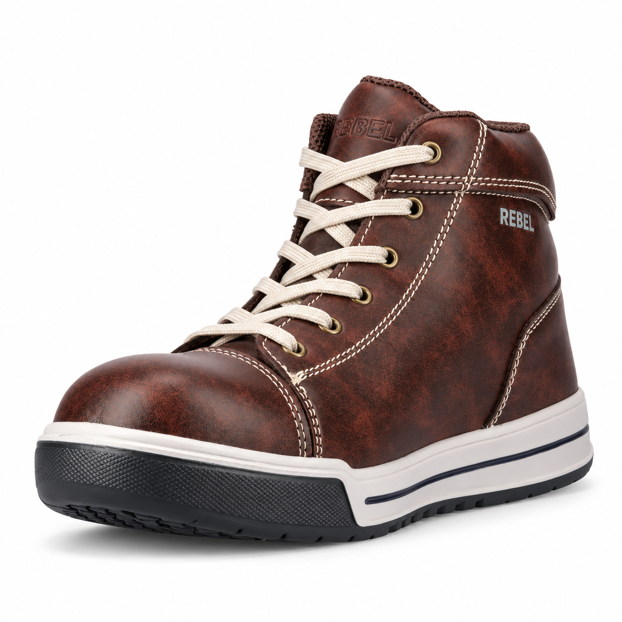REBEL Hi Top Safety Boot Brown – 200J Wide Steel Toe Sneaker-Style Work Boot - Image 5
