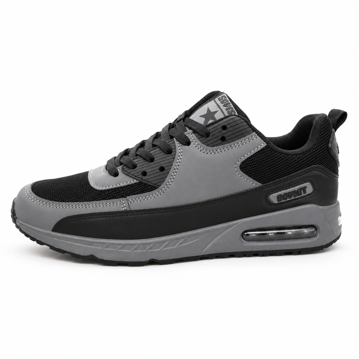 Soviet Men’s Chunky Air Sole Sneakers – Black & Grey - Image 5