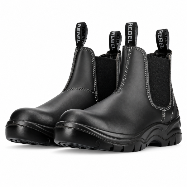 REBEL FX2 Chelsea Safety Boot Black – S1P Steel Toe & Anti-Penetration Work Boot