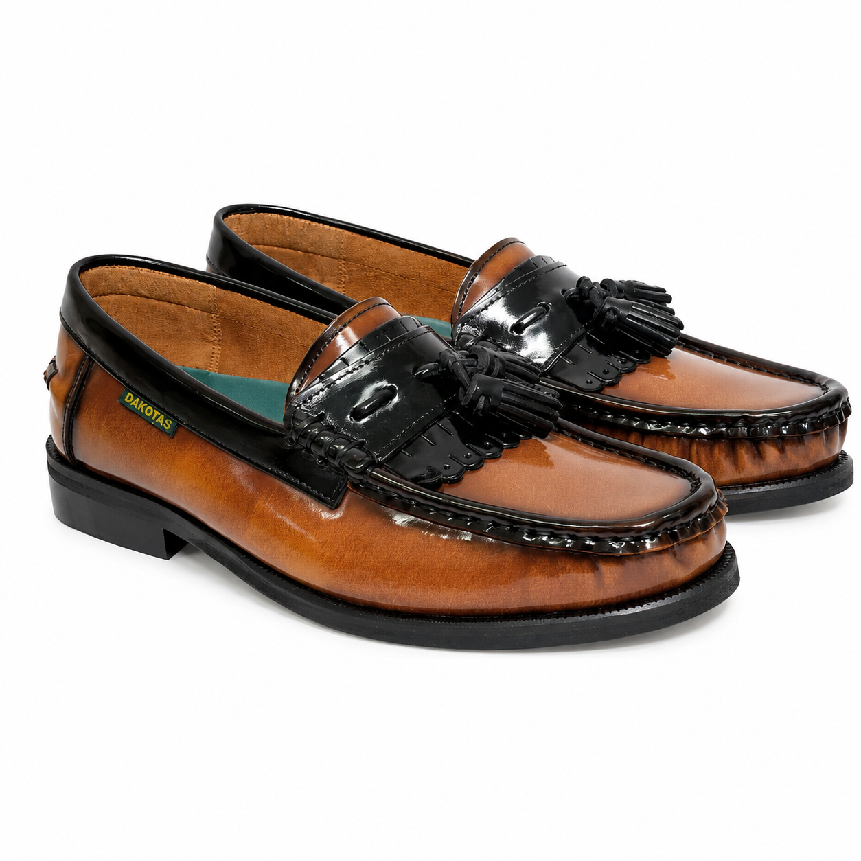 Dakotas Kenny Hi-Shine Moc Tan/Black – Genuine Leather Men’s Loafer | UK Size 5 – Last Pair - Image 3