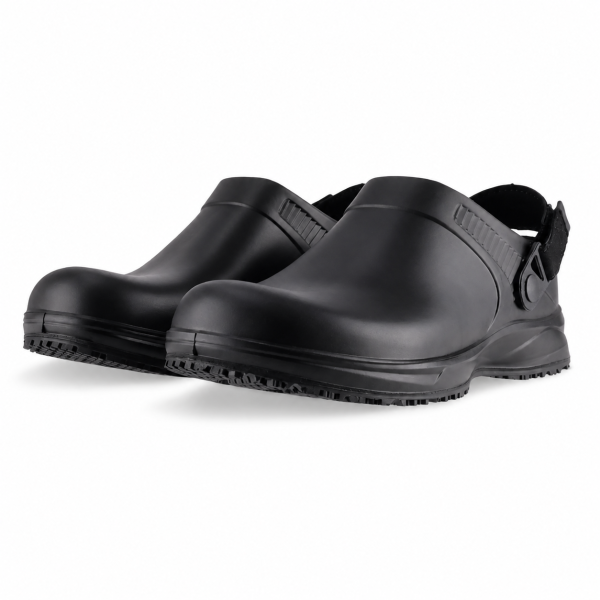 REBEL Cruiza Chef-Pro Slip-On Clog with Heel Strap Black – Professional Hospitality Work Shoe