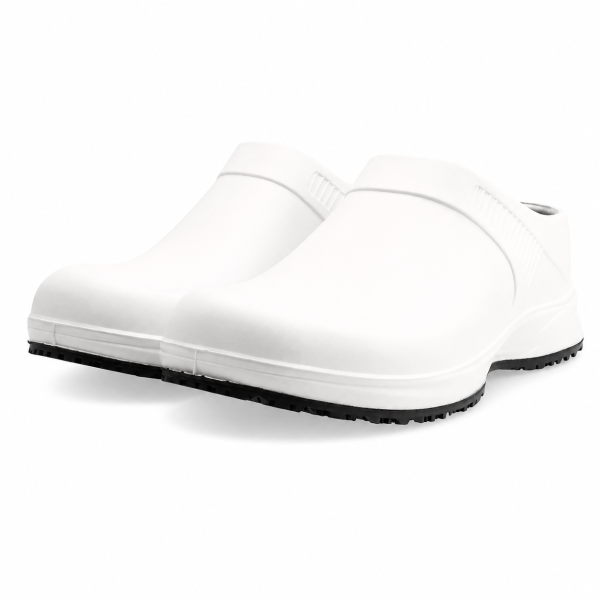 REBEL Cruiza Chef-Pro Slip-On Clog No Strap White & Black – Professional Hospitality Work Shoe