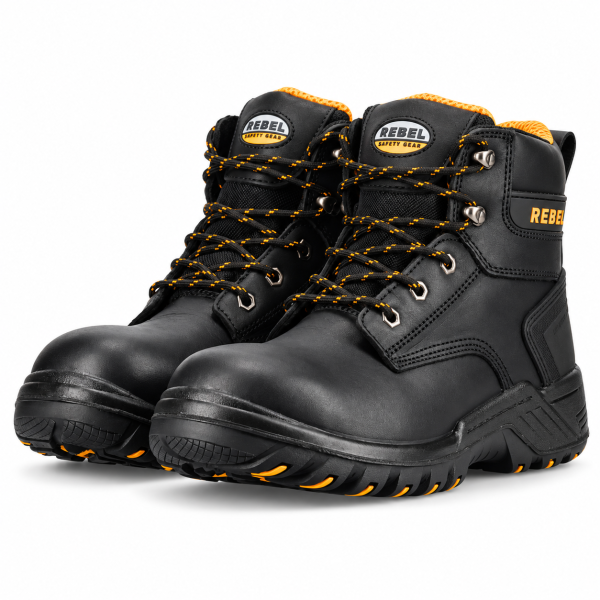 REBEL Havoc Safety Boot Black – 200J Steel Toe S1P Heat-Resistant Work Boot