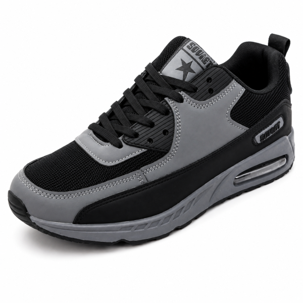 Soviet Men’s Chunky Air Sole Sneakers – Black & Grey - Image 6
