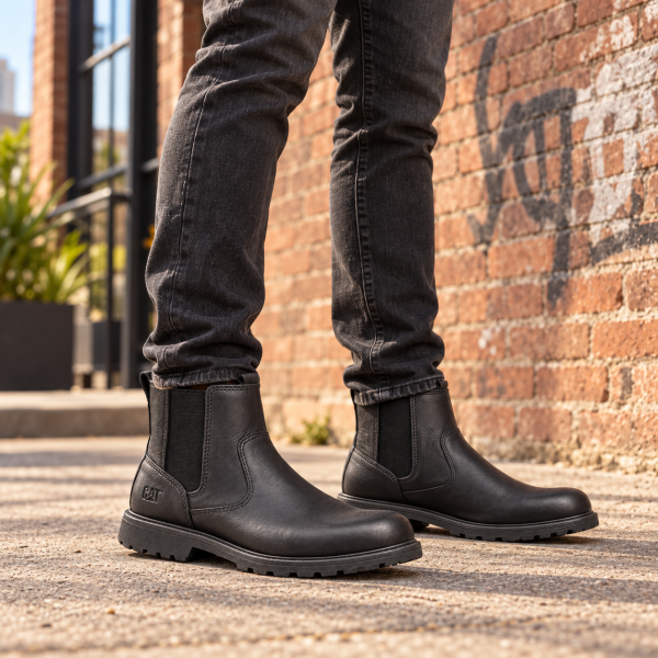Alternative view of Caterpillar Evander 2.0 Men’s Leather Chelsea Boot – Black
