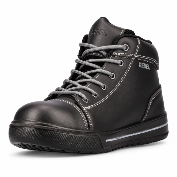 REBEL Hi Top Safety Boot Black – 200J Wide Steel Toe Sneaker-Style Work Boot - Image 7