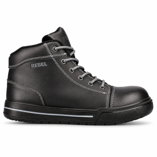 REBEL Hi Top Safety Boot Black – 200J Wide Steel Toe Sneaker-Style Work Boot - Image 8