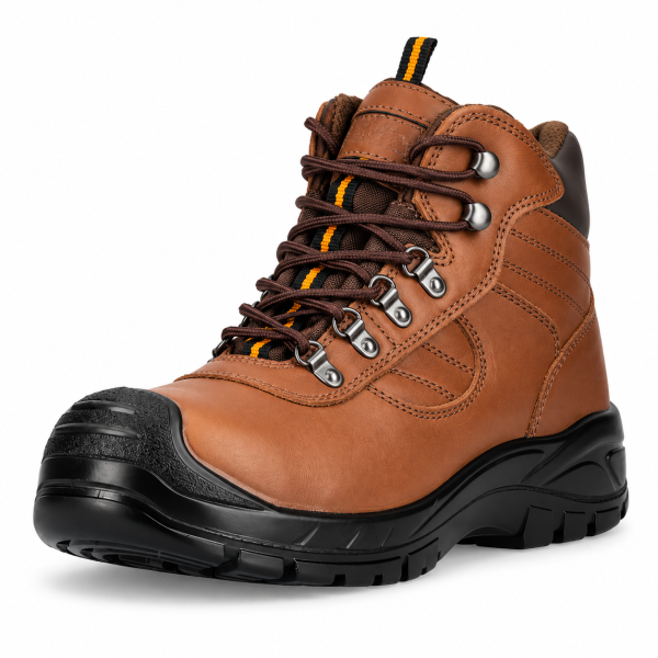 REBEL Hiker Hi Safety Boot Brown – 200J Steel Toe Full Grain Leather Work Boot - Image 6