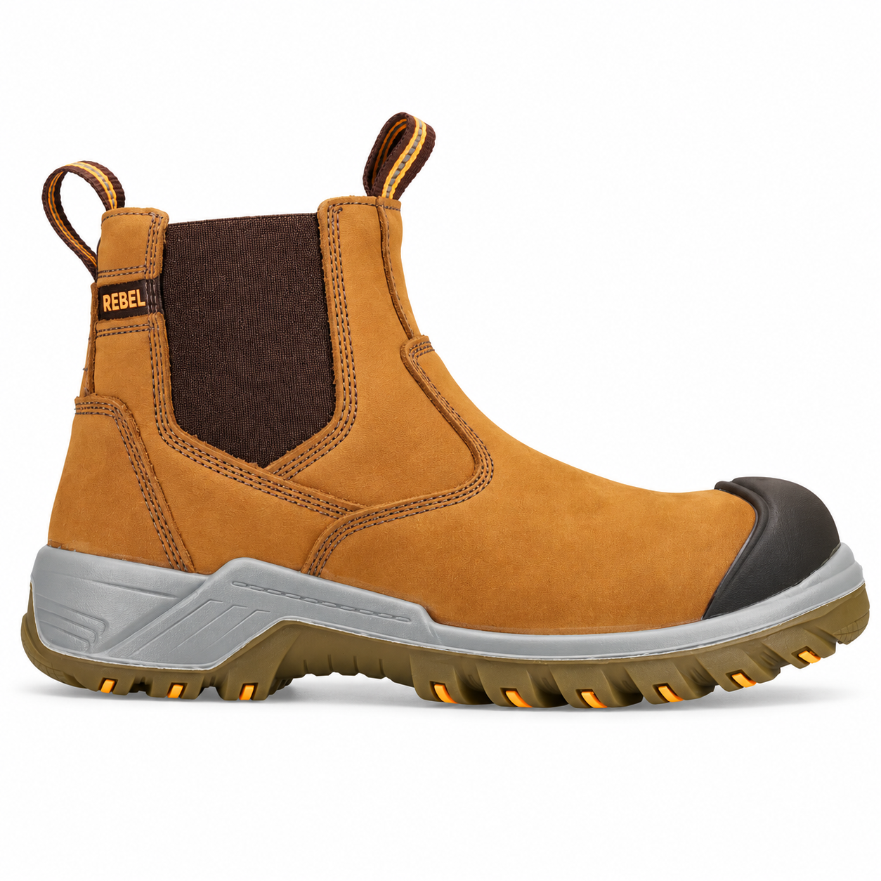 REBEL Crazy Horse Chelsea Safety Boot Tan – 200J Steel Toe S1P Work Boot - Image 4