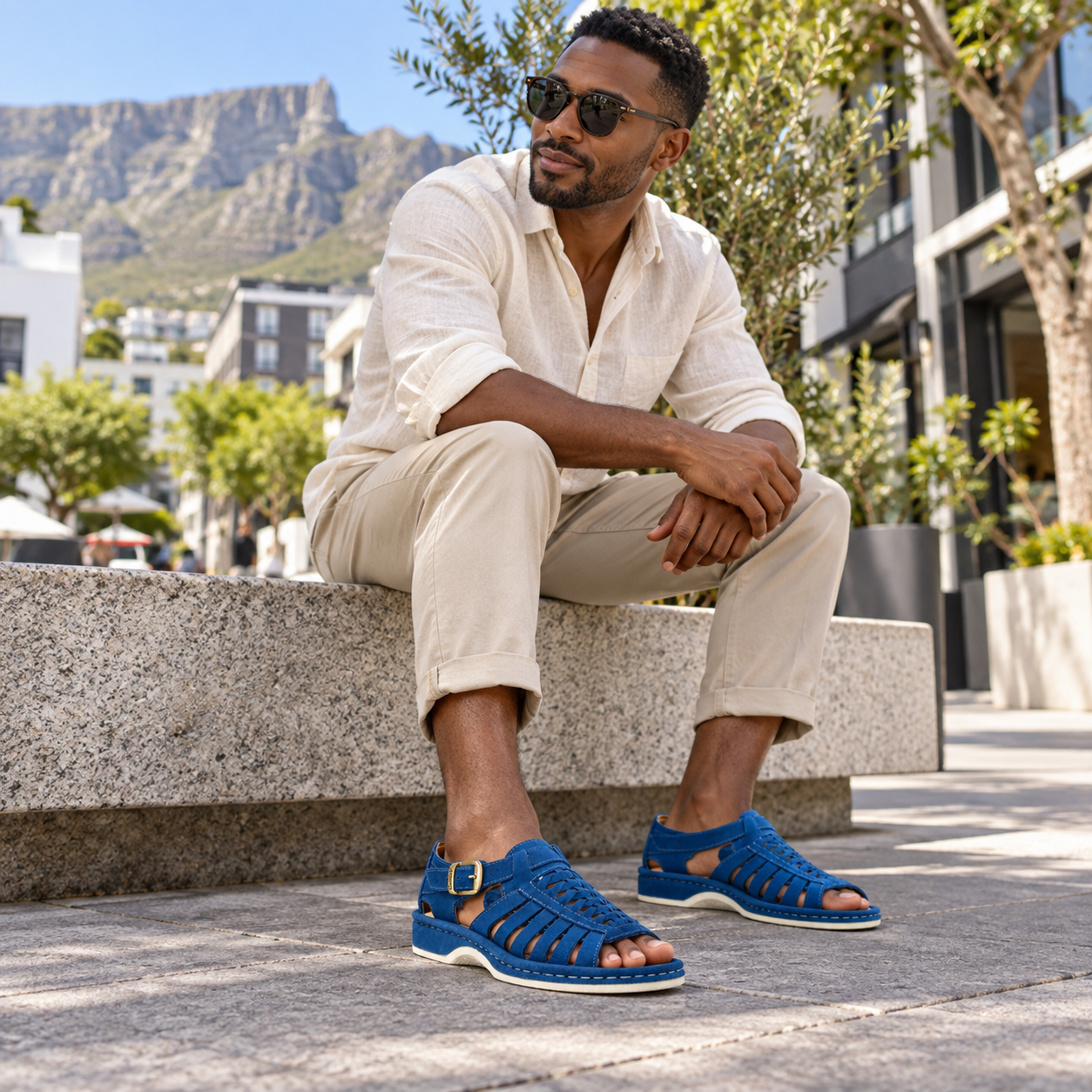 Omega Madrid Suede Sandal – Royal Blue - Image 8