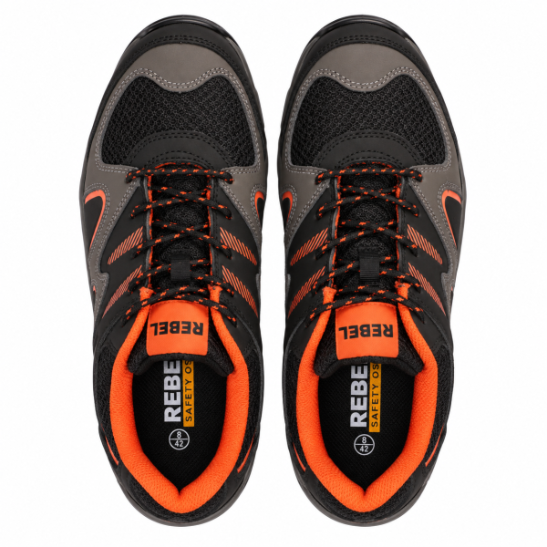 REBEL Enduro-Max Safety Shoe Black/Grey/Orange – 200J Steel Toe ESD Work Shoe - Image 5