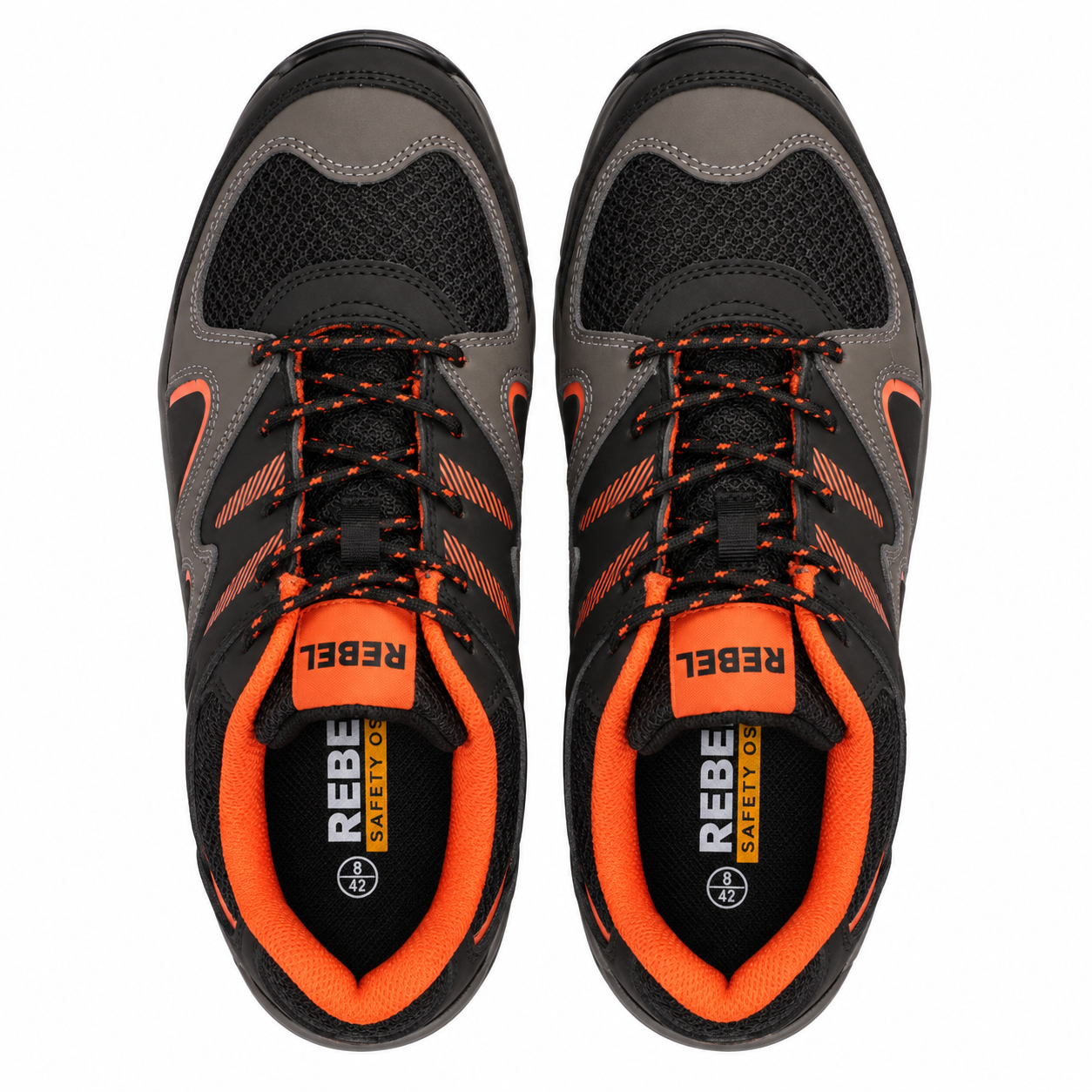 REBEL Enduro-Max Safety Shoe Black/Grey/Orange – 200J Steel Toe ESD Work Shoe - Image 5