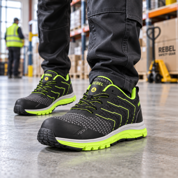 Alternative view of REBEL Men’s Light Industrial 2.0 Safety Shoe Black/Green – 200J Composite Toe ESD Work Shoe