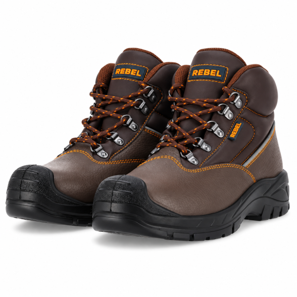 REBEL Chukka Safety Boot Brown – 200J Steel Toe Work Boot