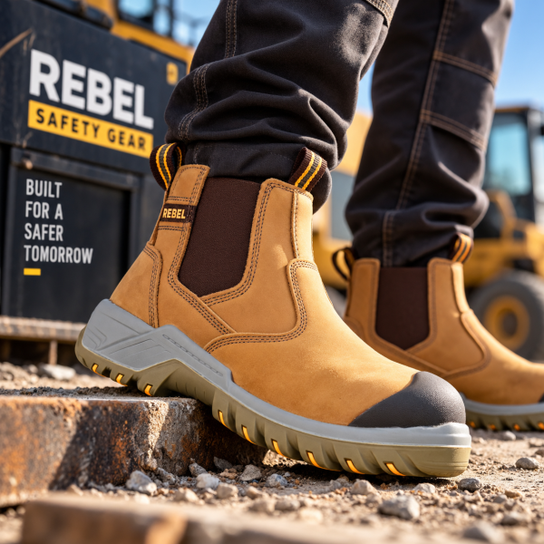 Alternative view of REBEL Crazy Horse Chelsea Safety Boot Tan – 200J Steel Toe S1P Work Boot
