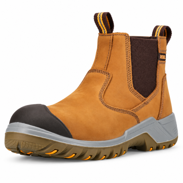 REBEL Crazy Horse Chelsea Safety Boot Tan – 200J Steel Toe S1P Work Boot - Image 7