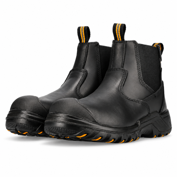 REBEL Crazy Horse Chelsea Safety Boot Black – 200J Steel Toe S1P Work Boot