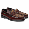 Dakotas Hugh Hi-Shine Moccasins – Burgundy Check Detail