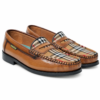 Dakotas Hugh Hi-Shine Moccasins – Tan Check Detail